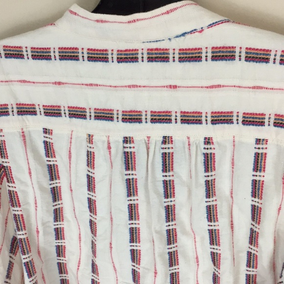 Pilcro Anthropologie Cotton Boho Embroidered Bella Femme Puff Sleeve Top XL - Picture 7 of 16